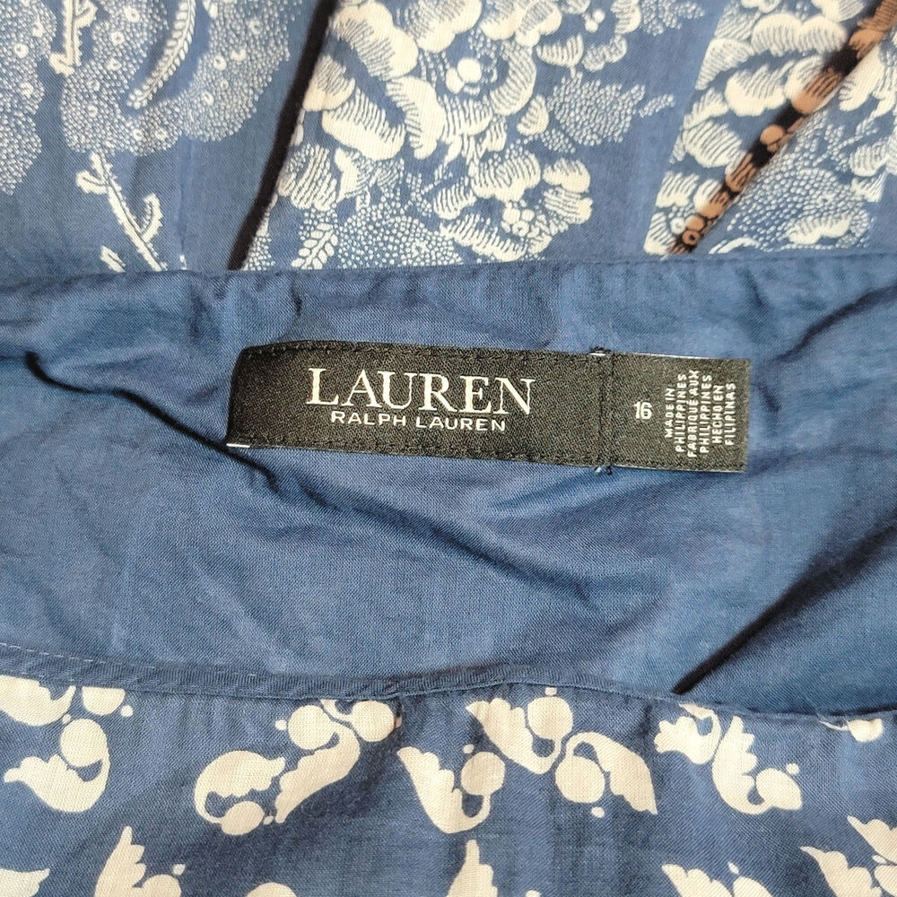 Ralph Lauren Floral Cotton Tiered Ruffle Hem Maxi Skirt Blue White 16 Romantic - Picture 11 of 14